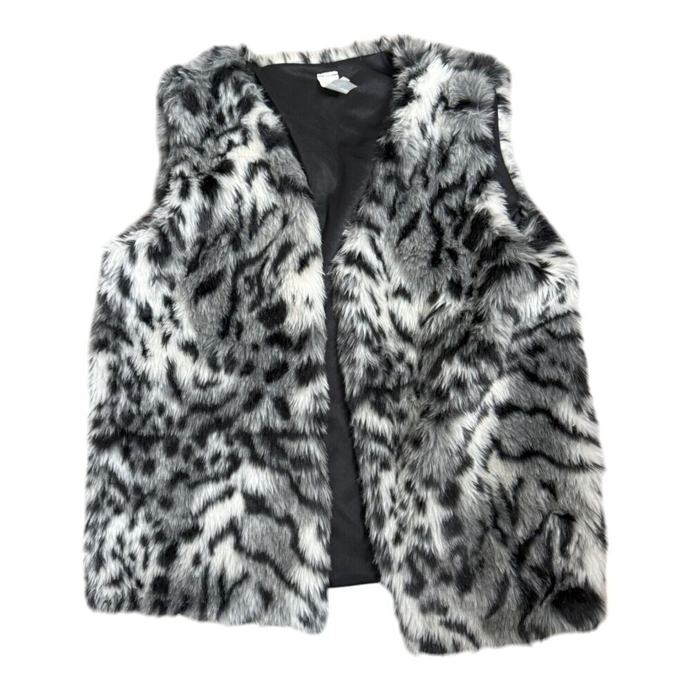 Cozy Soft Faux Fur Open Front Leopard Animal‎ Print Mobwife Money Sz M - Picture 2 of 7